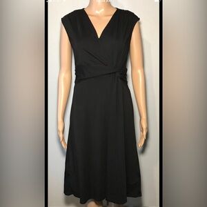 Lands' End Women's Dress Size S Black Jersey A-Line Ruched Empire Waist Pullover